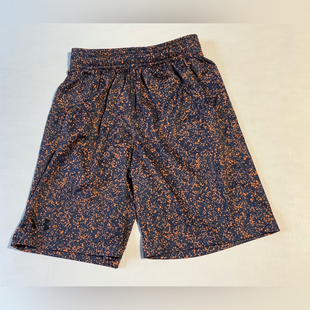 Under Armour Boys Youth Medium Navy with Orange Speckle Shorts